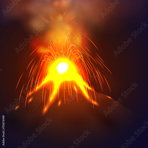 Eruption volcano vector illustation.
