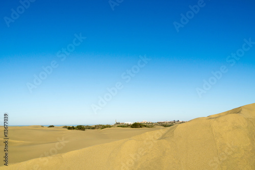 View from Maspalomas Dunes towards the Beach  Spain