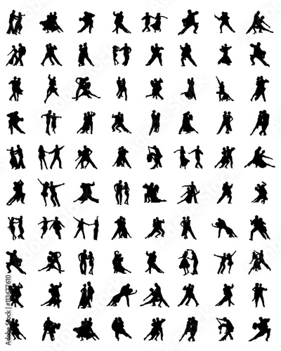 Black silhouettes of tango players  vector