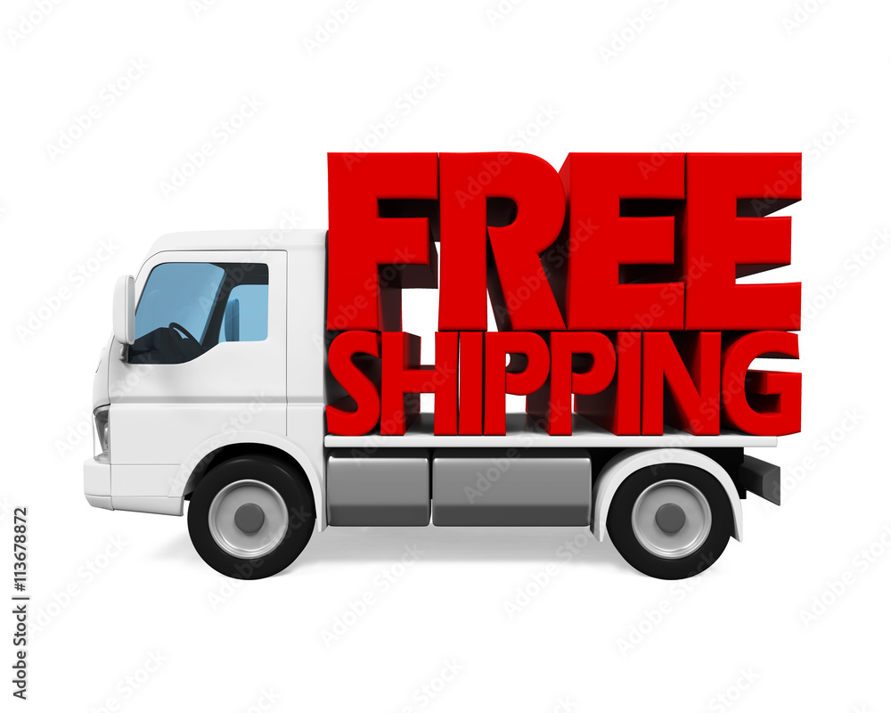 Delivery Van with Free Shipping Text Delivery Van with Free Shipping Text