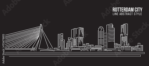 Cityscape Building Line art Vector Illustration design - Rotterdam City photo