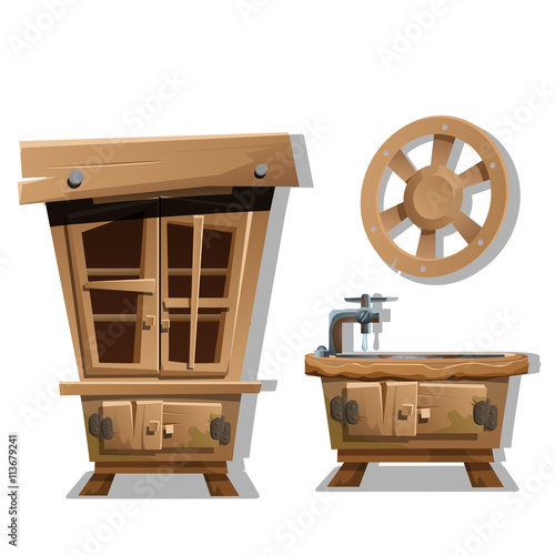 Kitchen interior furniture in Wild West style.