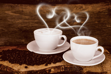 Leinwandbilder Kaffee Bar Kaffee mit herzförmigem Dampf am Morgen  © doris oberfrank-list