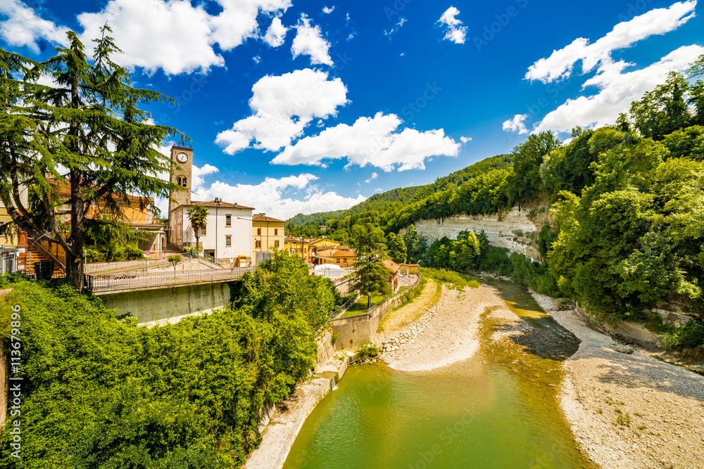 Fototapeta premium old houses overlooking the river