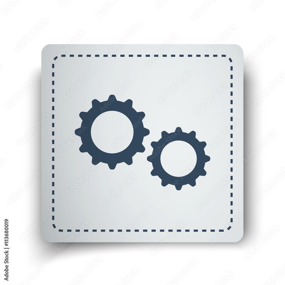 Black Gears icon on white sticker Black Gears icon on white sticker