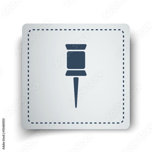 Black Pushpin icon on white sticker