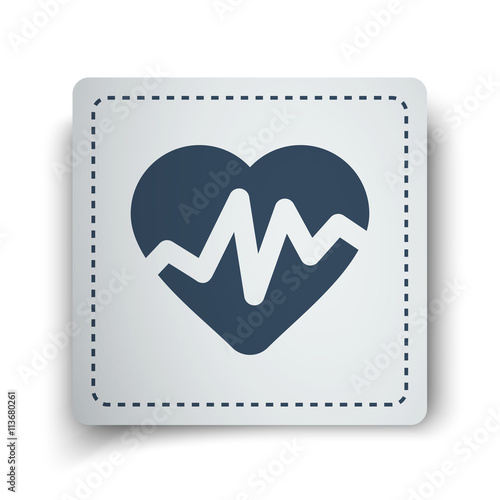 Black Heart Rate Pulse icon on white sticker