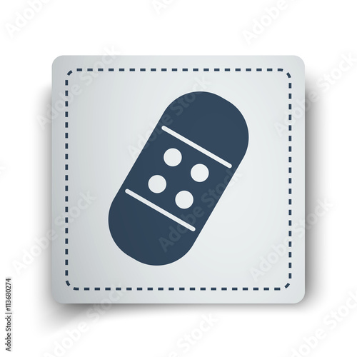 Black Adhesive Bandage icon on white sticker