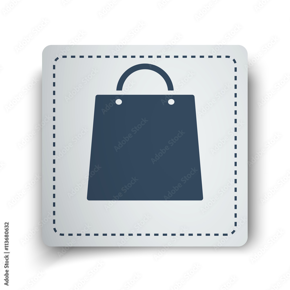 Black Shopping Bag icon on white sticker Black Shopping Bag icon on white sticker