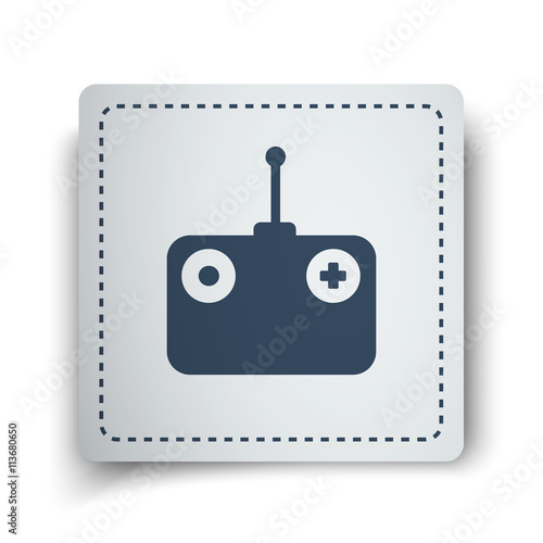 Black Radio Control icon on white sticker