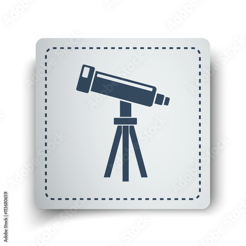 Black Telescope icon on white sticker