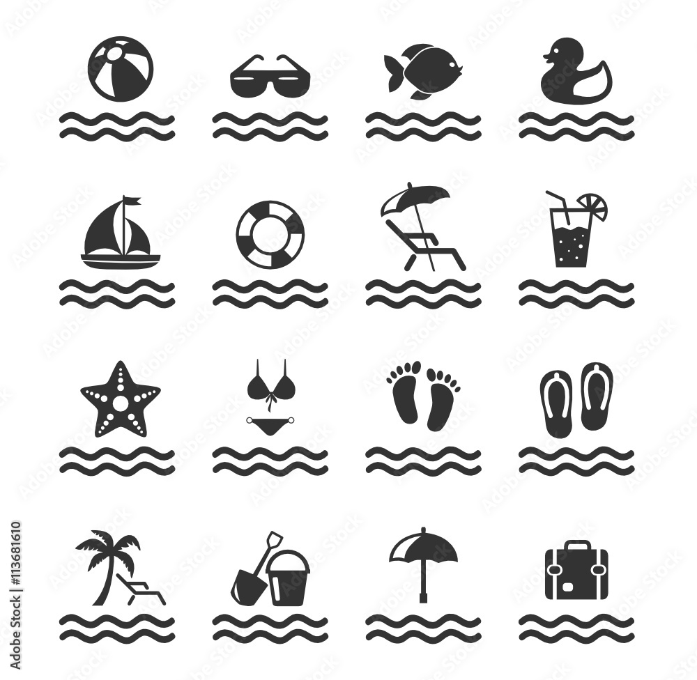 Icons Sommer Wasser Icons Sommer Wasser