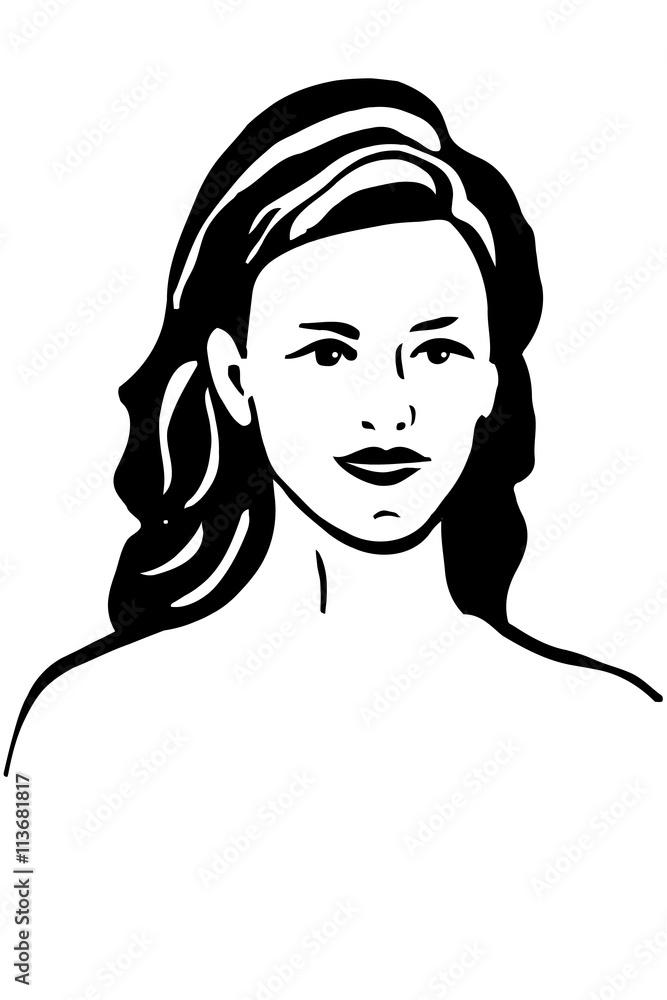 vector sketch of a beautiful girl with brunette hair vector sketch of a beautiful girl with brunette hair