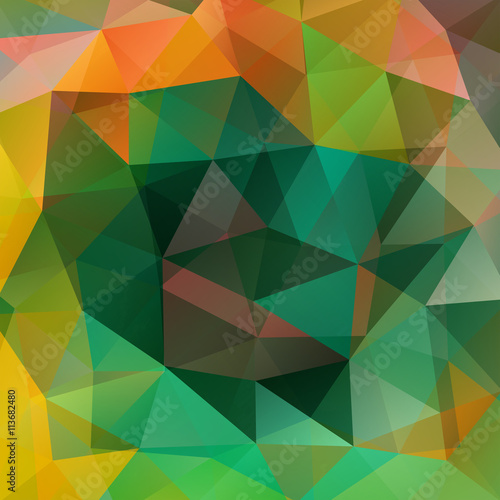 abstract background consisting of green  orange  triangles