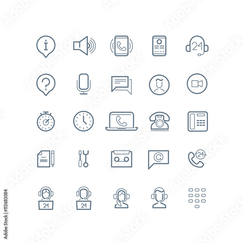 Support service vector line icons