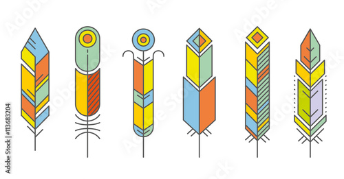 Abstract feather color icons
