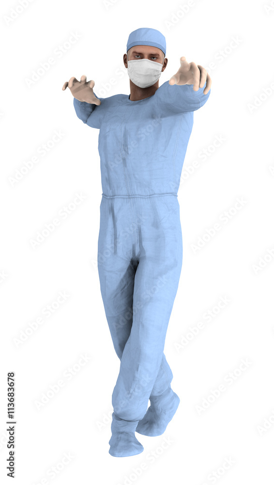 3D Rendering Male Doctor on White