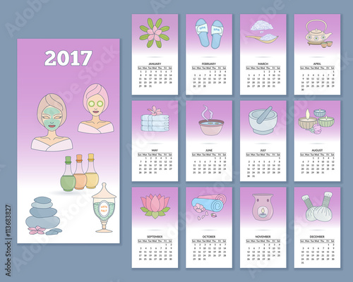 Monthly wall calendar for year 2017 photo
