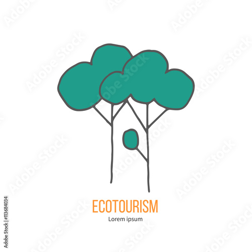 Vector ecotourism design element isolated on white