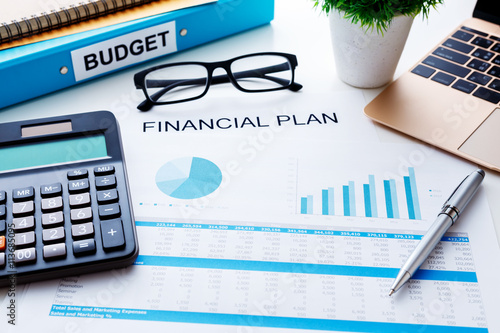 Financial plan concept with financial report photo