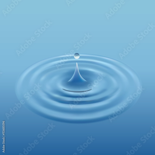 Water drop isolated. 3d illustration. Blue splash ripple vector. texture: gradient mesh.