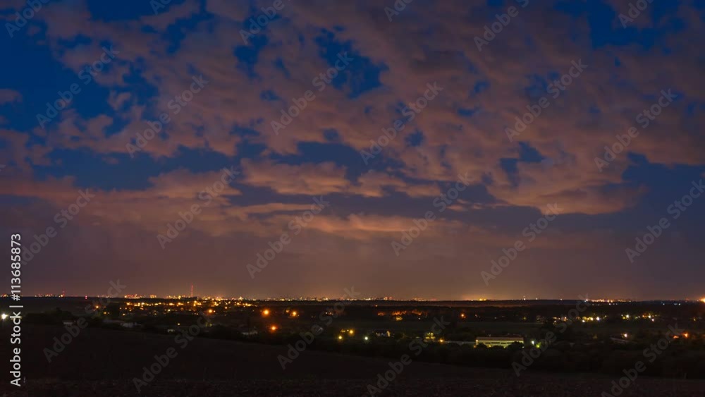 The beautiful thunderstorm on a background of the evening city. Time lapse The beautiful thunderstorm on a background of the evening city. Time lapse