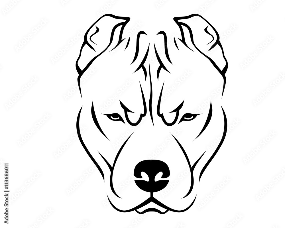 Dog Breed Line Art Logo - Pit Bull Dog Breed Line Art Logo - Pit Bull