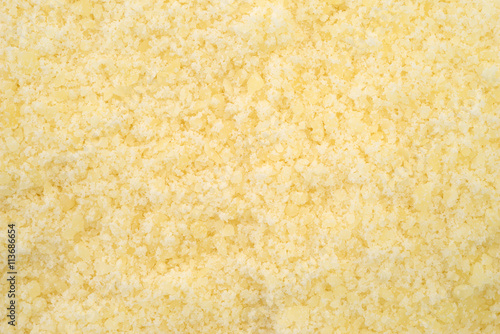 Close view of grated Pecorino Romano cheese