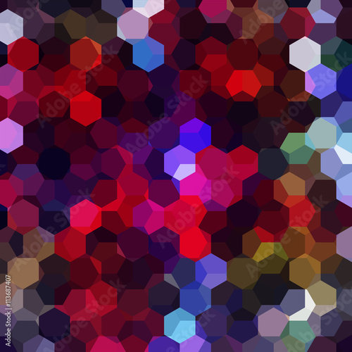 abstract background consisting of black, red, blue hexagons, vector