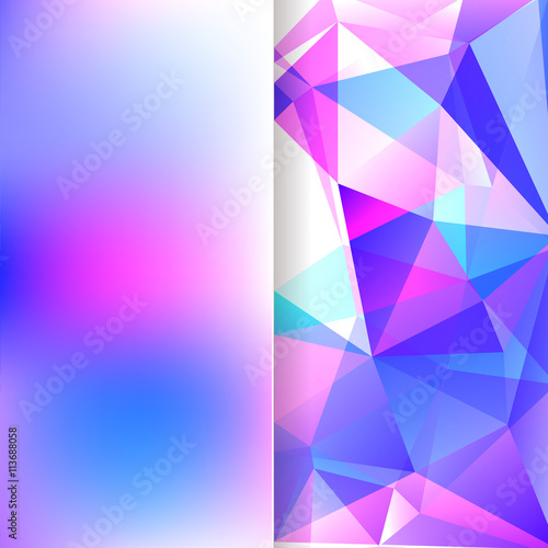 abstract background consisting of pink, white, blue triangles