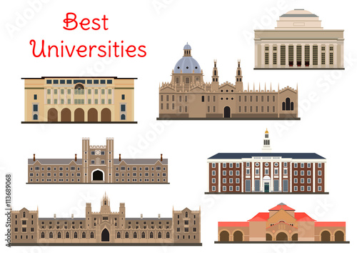 Buildings of popular national universities icons photo