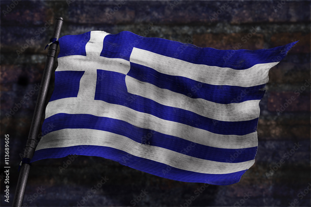 Naklejka premium Drapeau Grec usé