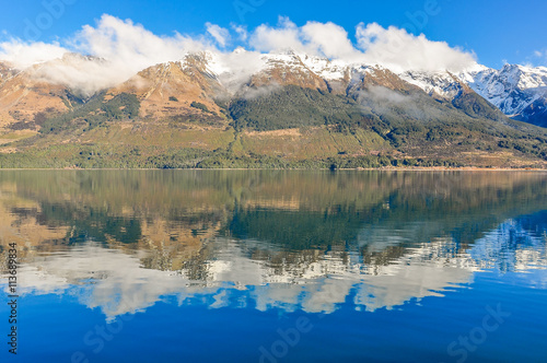 Mountain reflection in Glenorchy, New Zealand