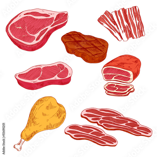 Fresh and cooked meat products for barbecue design