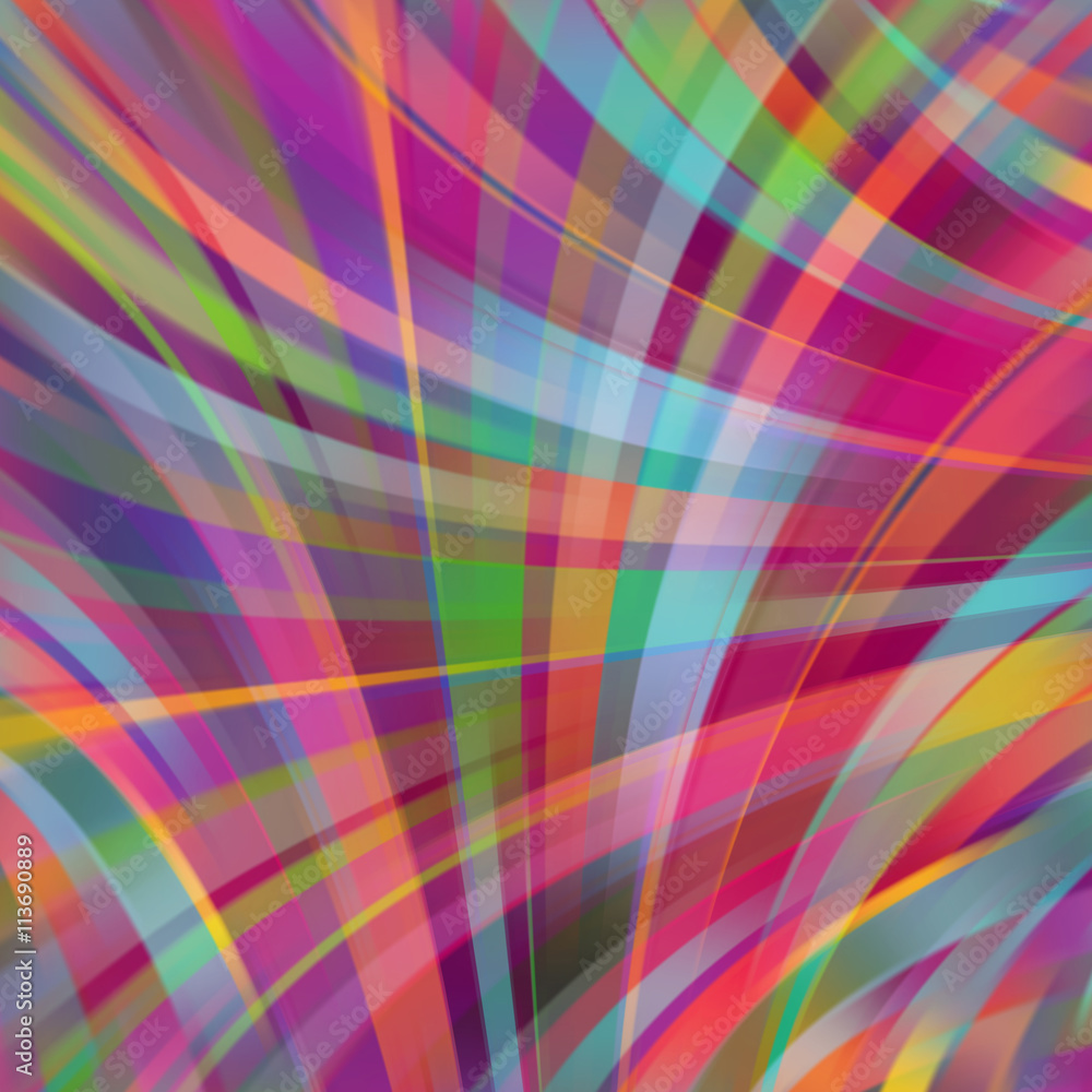 Colorful smooth light lines background. Purple, brown, green, orange colors