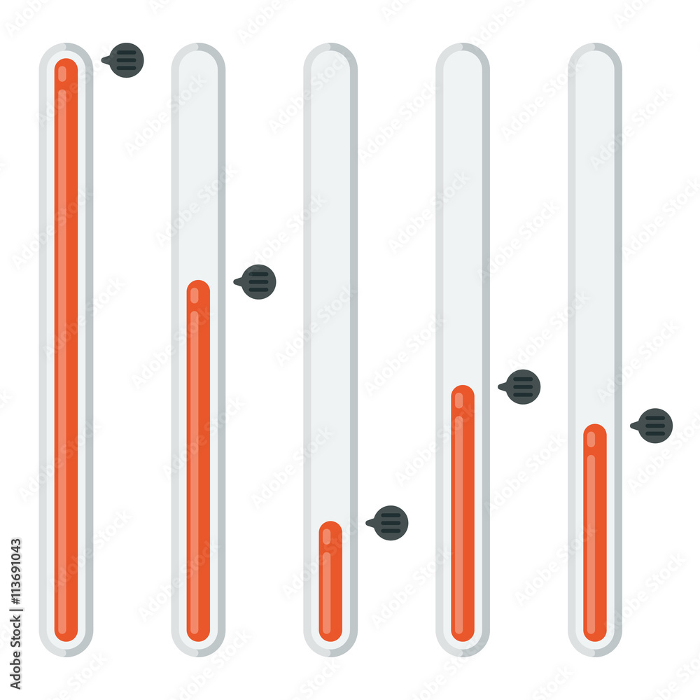 Vertical sliders with level indicator. Vector illustration. Vertical sliders with level indicator. Vector illustration.