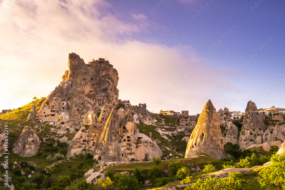 Uchisar castle, Cappadocia,Uchisar in the morning
