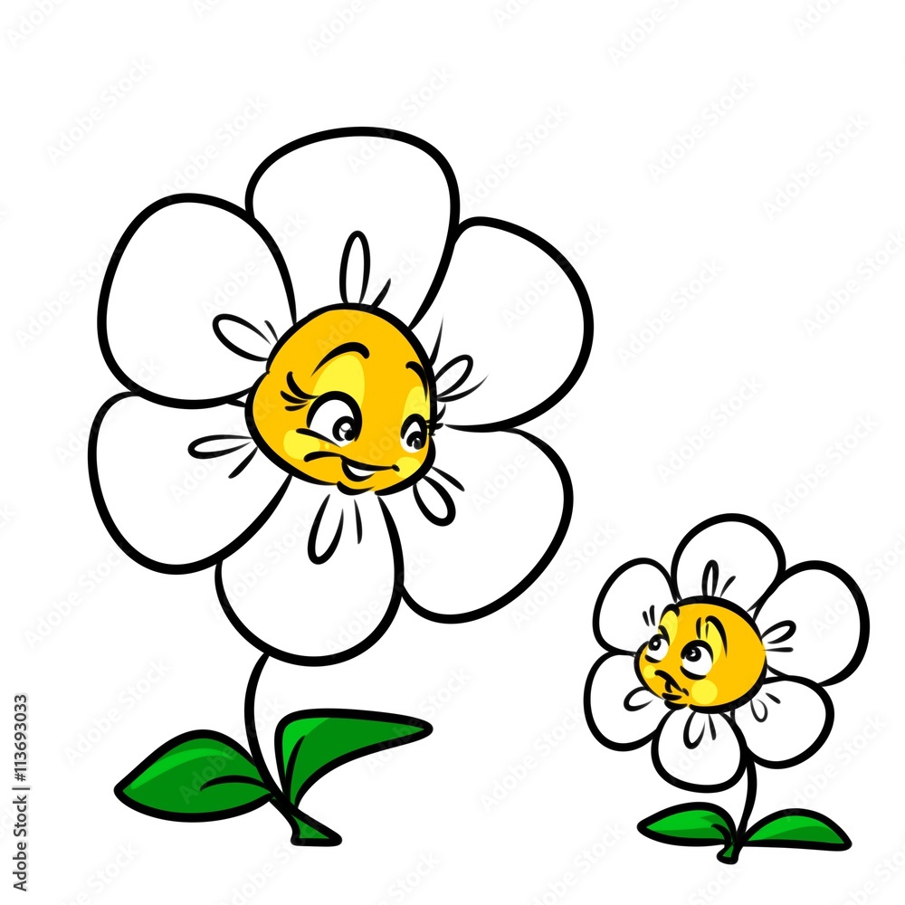 Daisy flower mother child cartoon illustration isolated image character  nature Stock Illustration | Adobe Stock