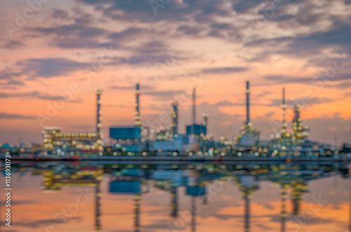 Oil refinery at sunrise time(Blurred For Background) © highflyingbirds