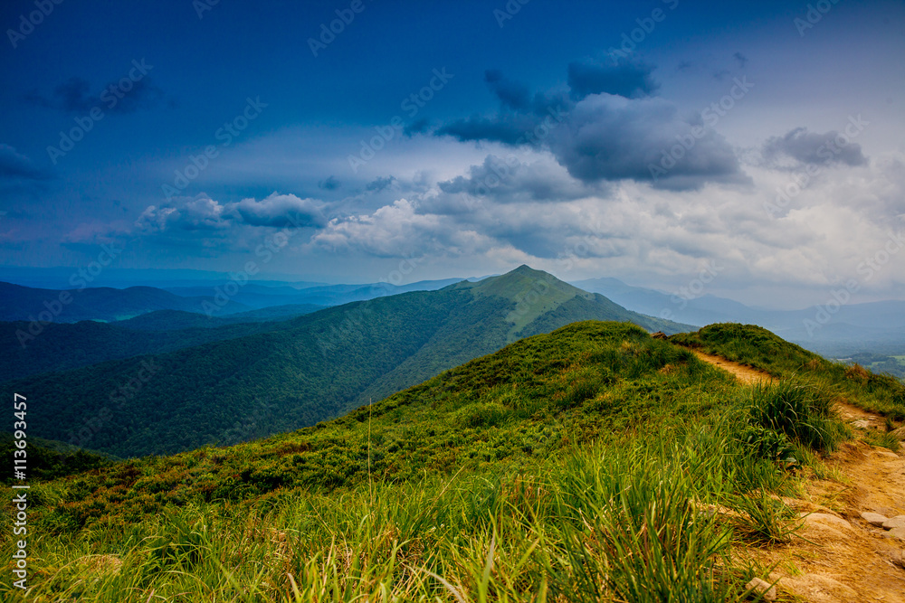 Naklejka premium Panorama in Bieszczady National Park.