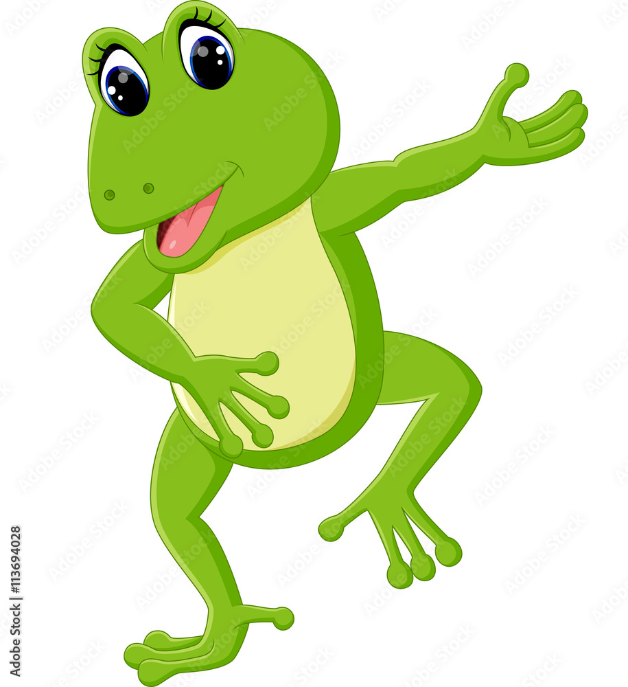 Naklejka premium ilustracja kreskówka Cute żaba