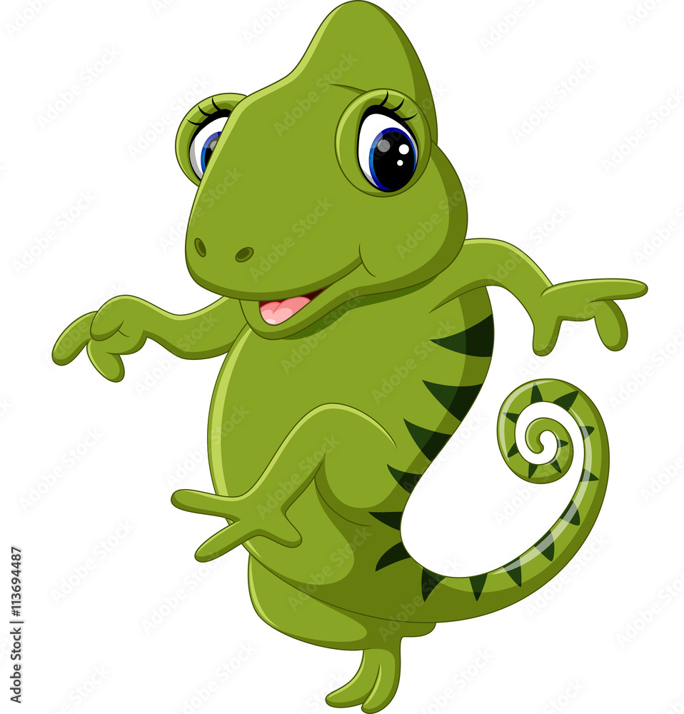 Naklejka premium Cartoon cute Chameleon 