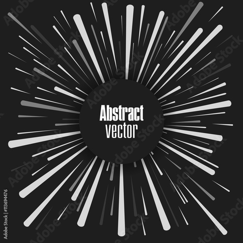 Traveling In Space Concept. Warp Stars. Explosion. Ray Galaxy. Abstract Background. Vector Illustration.