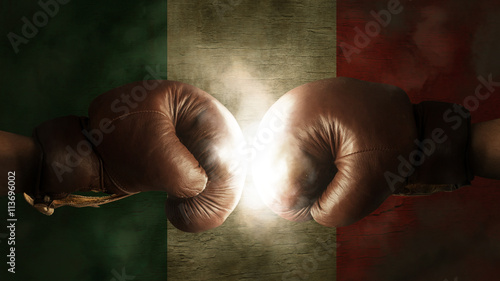 Boxing Gloves with the Flag of Italy or Mexico