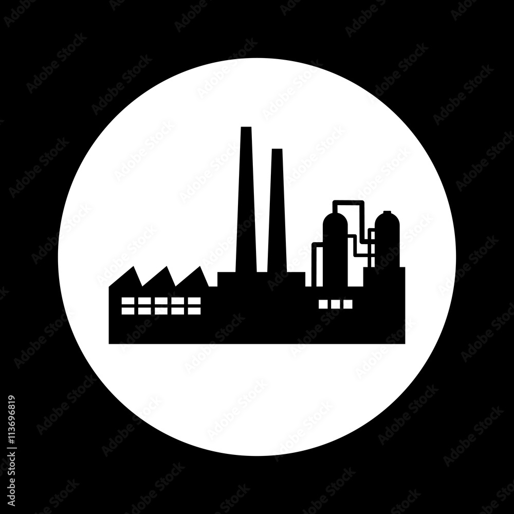 Black and white factory icon