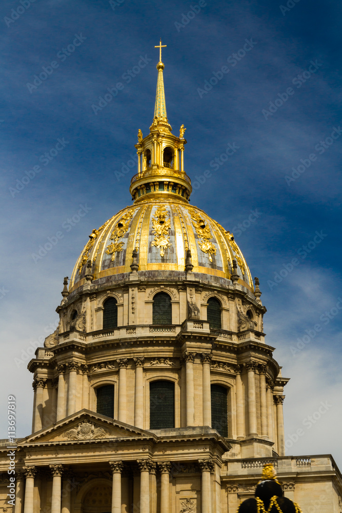 Cupola and tower of Les Invalides, evening light