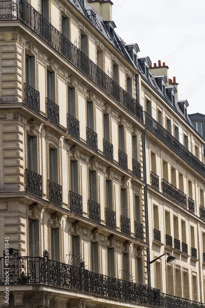 Old residential building front, Paris