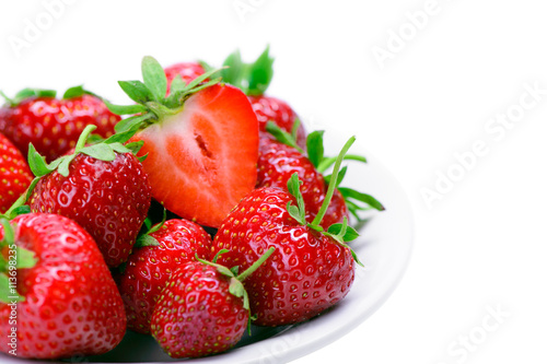 Strawberries on a white plate
