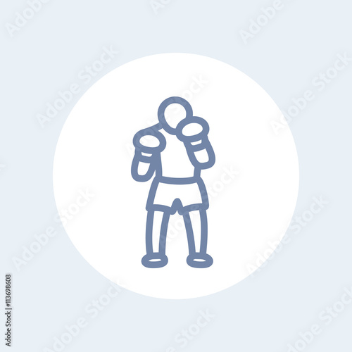 Boxer line icon, boxing pictogram isolated on white, vector illustration