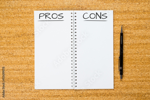 Obraz na płótnie pros cons concept